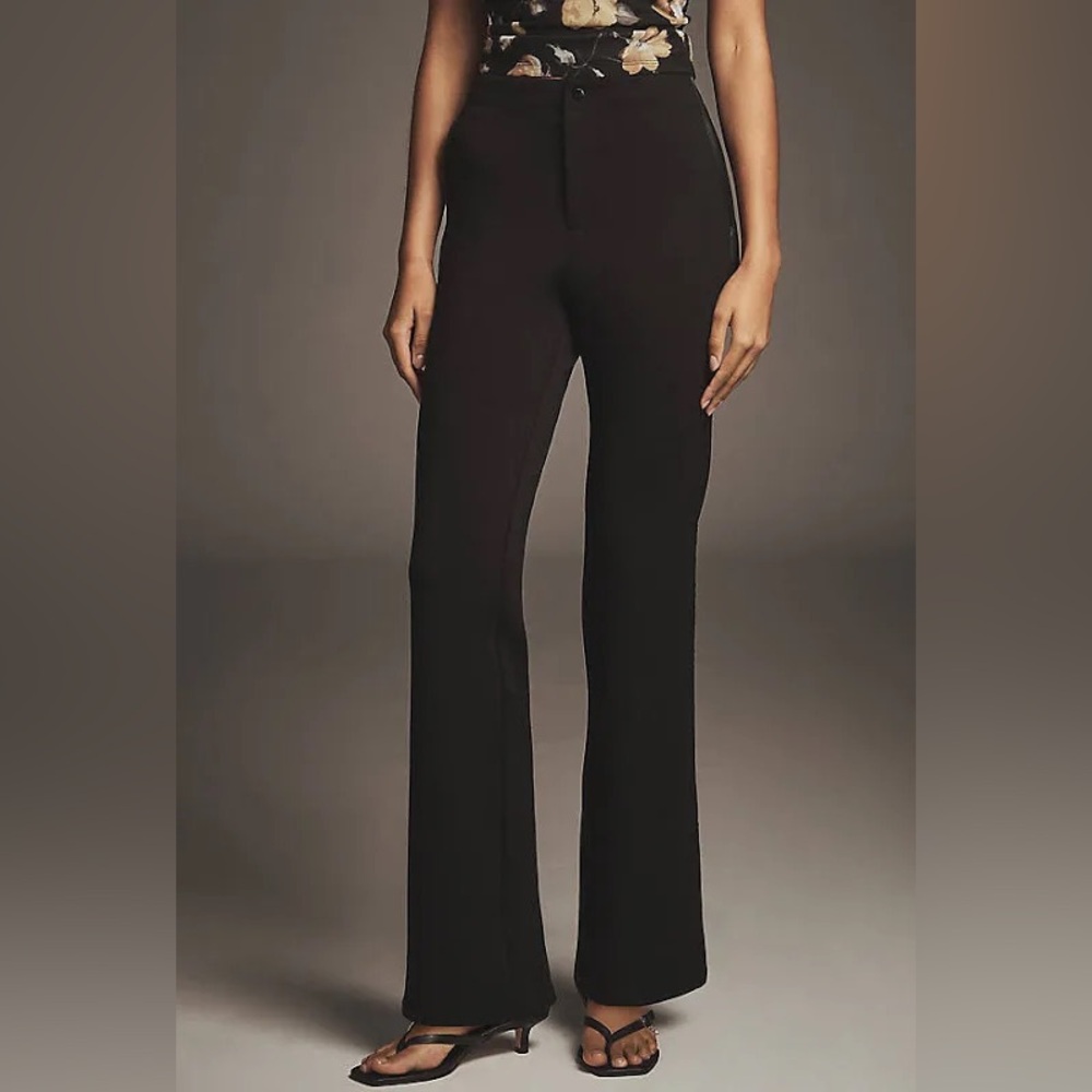 Anthropologie Black Slim Boot Pants with Ankle Zippers | Stretch Dress Trouser M - Picture 2 of 13